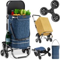 MONZANA® Carrito de la compra 50Kg Plegable Bolsa Isotérmica extraíble con 6 Ruedas Carretilla de mano para escaleras Azul