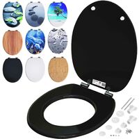 CASARIA® Asiento de Inodoro Tapa WC Descenso Automático Doble MDF Bisagras de Metal Inoxidable Carga 175KG Antibacteriano Negro