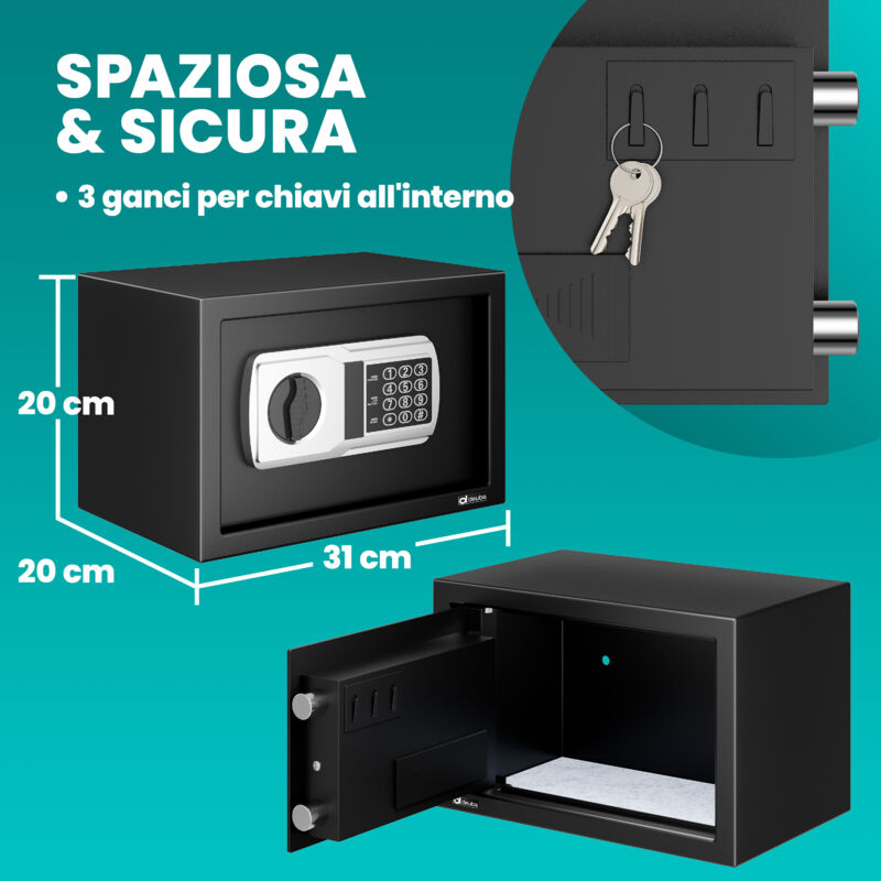Cassaforte Elettronica DEUBA 31x20x20 Cm | Doppio Bullone Acciaio | Combinazione Personalizzabile - Foto 10