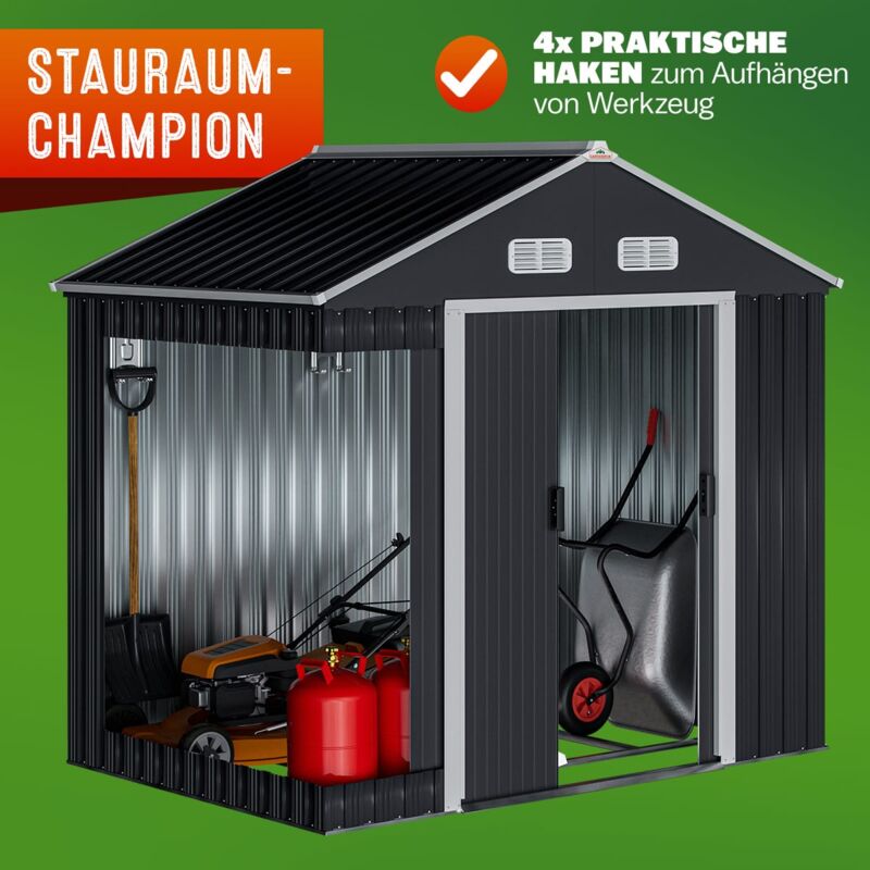 Capanno Da Giardino Deuba 1,8m² - Casetta Verde Con Porta Scorrevole 196x122x182cm - Foto 3