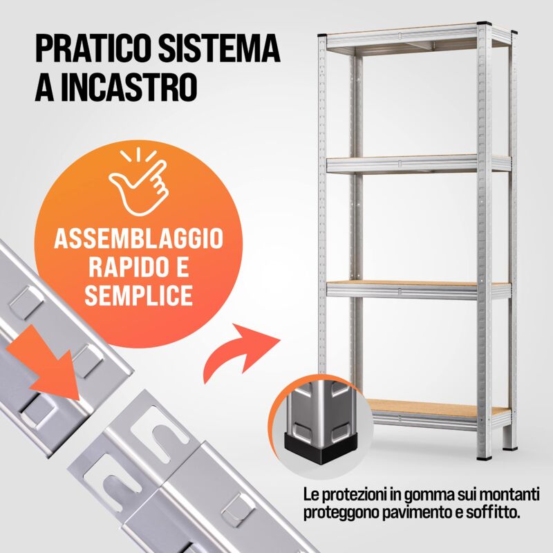 Scaffale Metallo Monzana 5 Ripiani MDF, Portata 350 Kg, Dimensioni 170x75x30 Cm - Per Garage, Officina E Magazzino