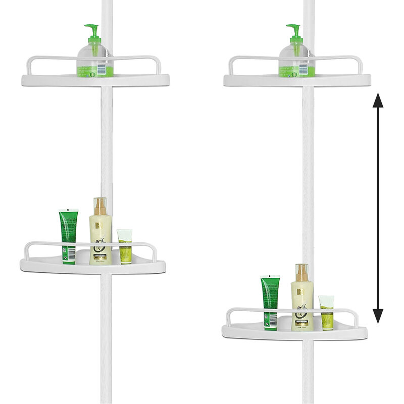 Deuba Scaffale angolare telescopico da bagno regolabile in altezza 92-306  cm 4 ripiani argentato mensola