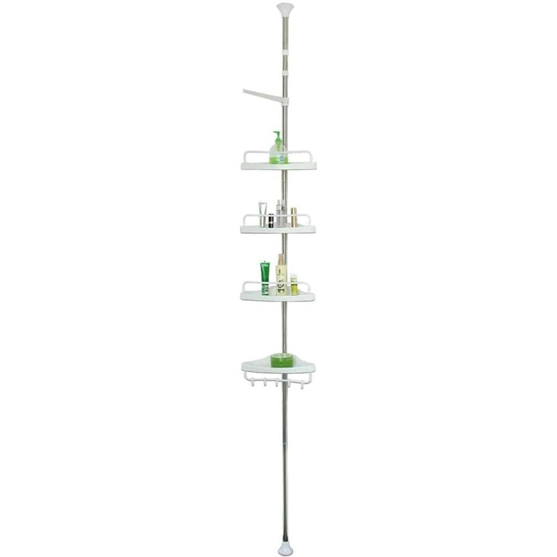 Consumest Supporto angolare per doccia – Organizer da doccia a 2 livelli con portasapone, supporto per doccia alto da pavimento con piedini regolabili e 2 ganci, mensola portaoggetti per bagno, nero Consumest Supporto angolare per doccia – Organizer da doccia a 2 livelli con portasapone, supporto per doccia alto da pavimento con piedini regolabili e 2 ganci, mensola portaoggetti per bagno, nero
