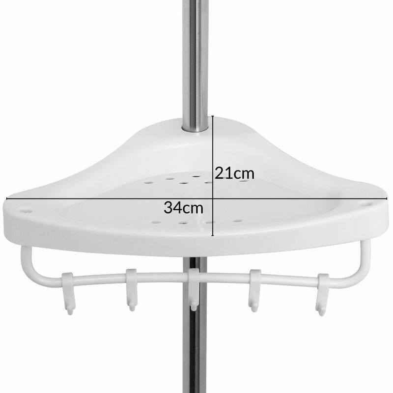 Deuba Scaffale angolare telescopico da bagno regolabile in altezza 92-306  cm 4 ripiani argentato mensola doccia portasapone