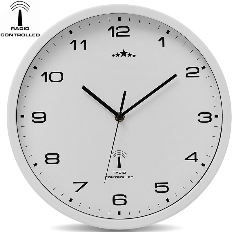 Orologio da parete bianco al quarzo automatico orologio da muro  radiocontrollato analogico radio orologio- Ø 31cm
