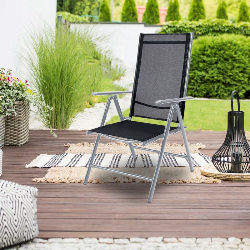 ® 2x in alluminio sedia da giardino sedia da campeggio sedia pieghevole in alluminio con schienale alto CASA. Pro 