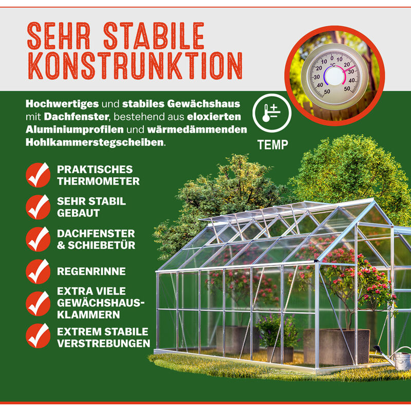 Serra in alluminio 7,7m³ Gartenhaus pomodori serra serra piante da giardino casa 