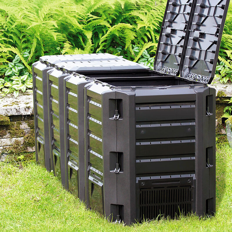 Compostiera termica da giardino in polietilene 400 litri 74x74x84 cm