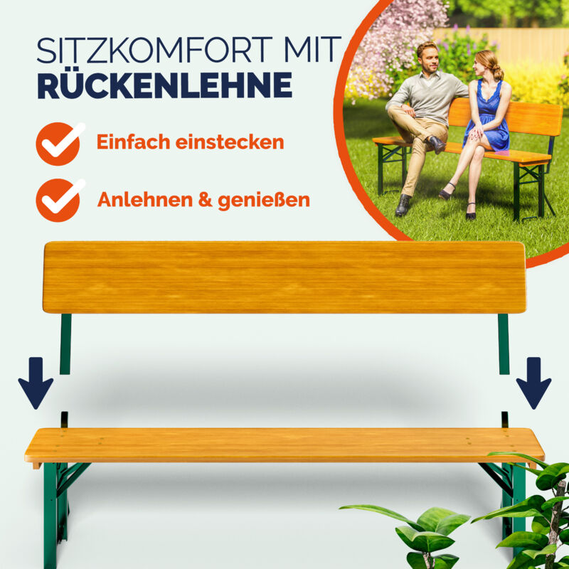 Set 2 Panche Da Birreria Hirschgarten Con Schienale – 119 Cm, Legno Verniciato E Struttura Acciaio Verde/Grigio