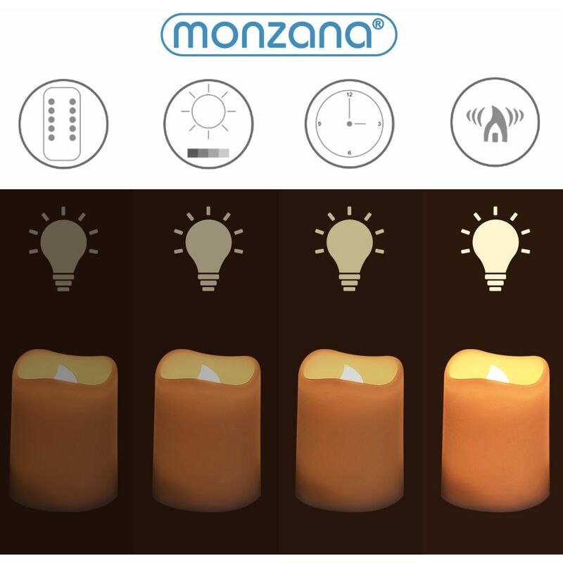 Set di 24 Candele da Tè Monzana Lumini LED con Telecomando Timer Lumini a Batteria  Candele Elettriche Lumini elettrici Candele da The