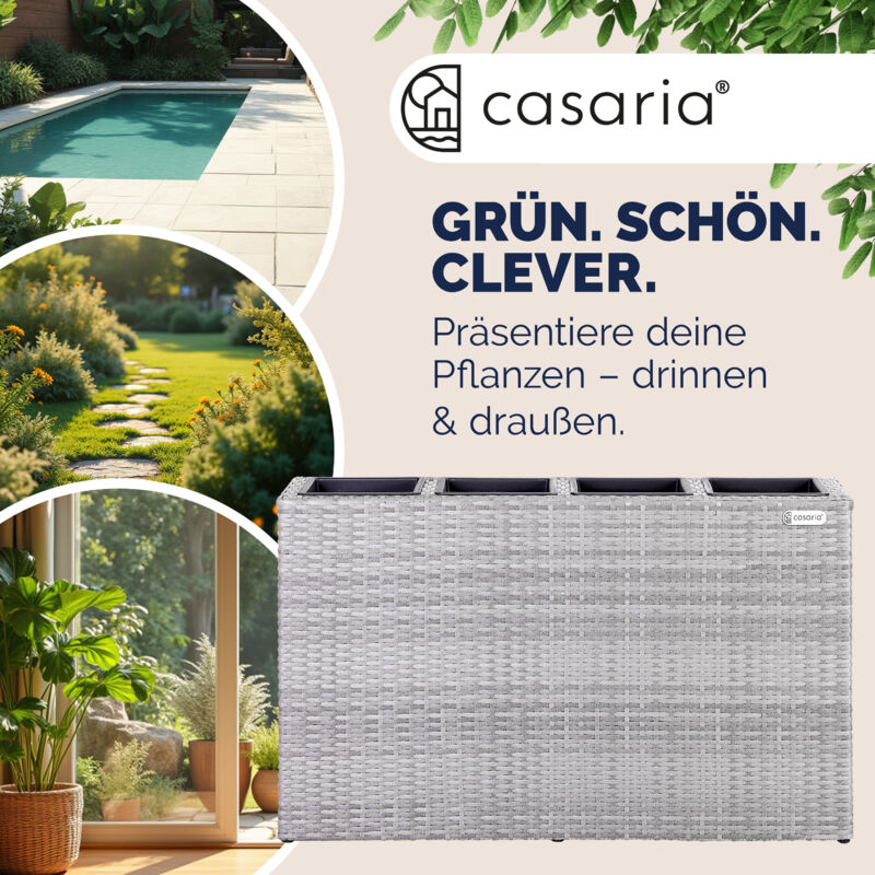 Stolmet Set di 2 fioriere quadrate alte in rattan, per interni ed esterni, con inserto (16,3 l, marrone scuro