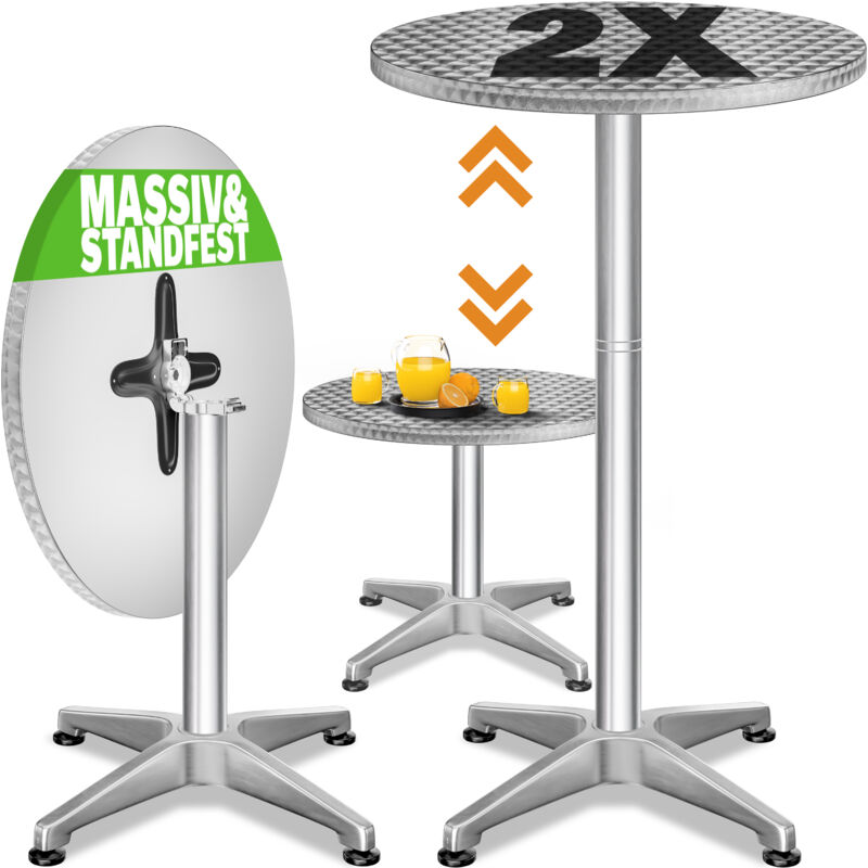 Tavolo Alto Da Bar 2in1 Casaria – 70/115 Cm Regolabile, Rotondo 60 Cm, Pieghevole, Con Fodera Inclusa, Per Esterni E Interni