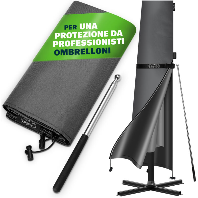Copertura Protettiva Impermeabile Per Ombrellone Da Patio – Adatta Per Aste Da 2,2 A 3,9 Metri – Marrone Con Cerniera E Coulisse - 4