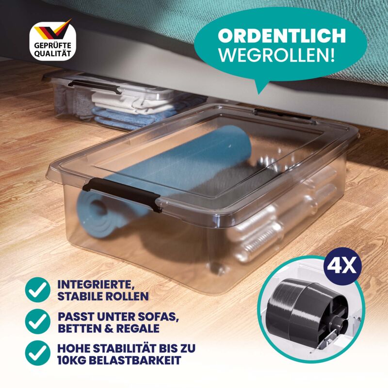 4 Scatole Portaoggetti In Plastica Da 20L Con Coperchio - Organizzazione Impilabile E Annidabile