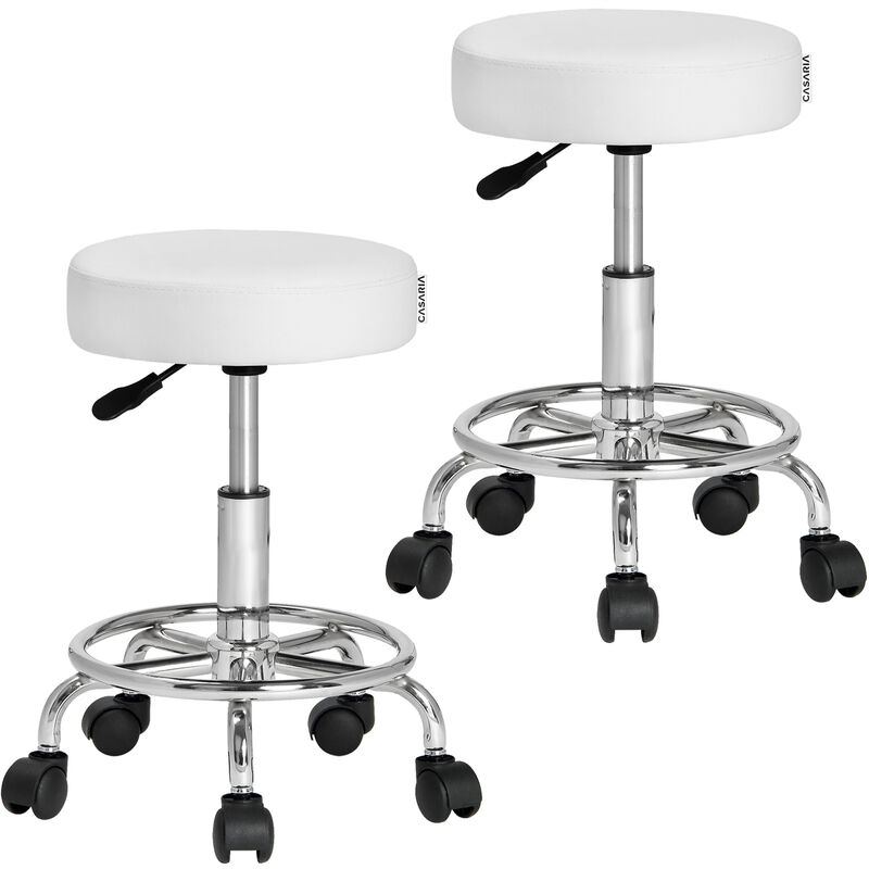 Casaria Sgabello da Ufficio Seduta Girevole a 360° Morbida 10 cm Altezza  Regolabile 51-65 cm Sedia Home-Office Sedia per Centro Estetico  Fisioterapista Studio Medico 2er Set weiß (de)