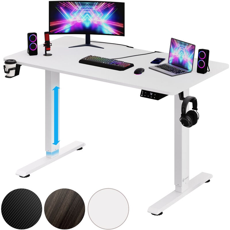 Casaria Scrivania Regolabile in Altezza Ergonomica 2 Promemoria Timer max.  80kg Portabevande Tavolo da Computer Gaming Desk Vari Colori e Misure 110cm  Weiß (de)