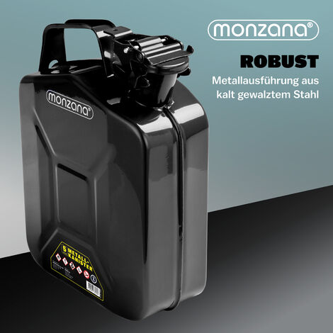 Jerrycanshop - Tanica per carburante 5 l, in plastica (HDPE), tanica per benzina, tanica diesel, tanica ONU, 5 litri, colore nero, beccuccio incluso