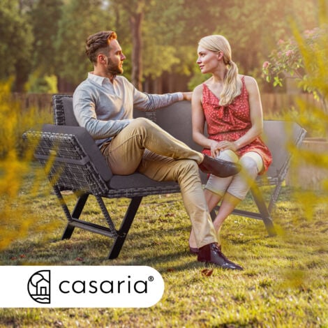 Panca Da Giardino Reclinabile In Polyrattan Casaria - Divano 3 Posti Per Esterni - Foto 2