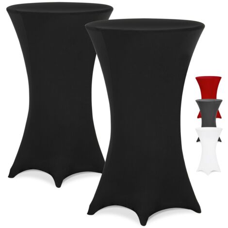 DETEX® 2x Copritavolo da Bar Vari Colori Lavabile Rivestimento per Tavoli Alti Bistrò Elastico (Ø 80-85cm, Rosso) Set of 2 Black (en), 80Ø (de) (1/5)