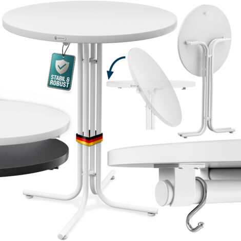CASARIA® Tavolo da Bar 70/80x110cm Pieghevole Rotondo Stabile da Giardino Alto Legno Verniciato a Polvere Metallo Tavolo da Bistrot Tavolo da Festa Tavolo da Birra Bianco Grigio weiß 80cm (de)