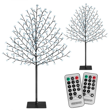 Monzana Albero Luminoso LED Fiori di Ciliegio con Telecomando Timer per  Interno ed Esterno Natale Decorazioni 2er Set 220cm - 220 LEDs - blau (de)