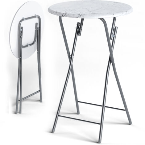 Tavoli alti Set di 2 marmo Bianco Ø60cm pieghevoli