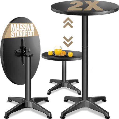 Tavolo alto in alluminio Set di 2 Nero Ø60cm pieghevole, (1/5)