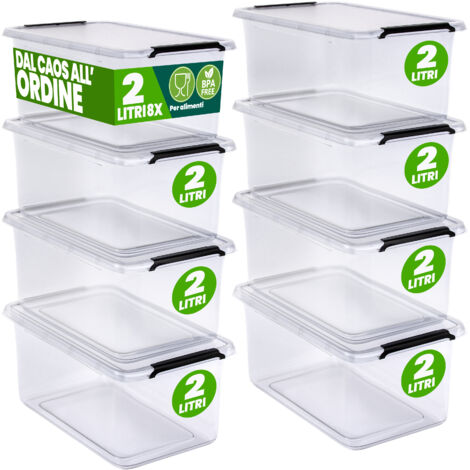 DEUBA® Contenitore in Plastica Scatola da 2L e 5L Set Contenitori Trasparenti BPA Free impilabili Scatole Cucina Camera da Letto 8x 5L (de)