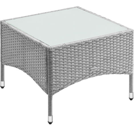 Tavolino in polyrattan grigio 58x58x42cm