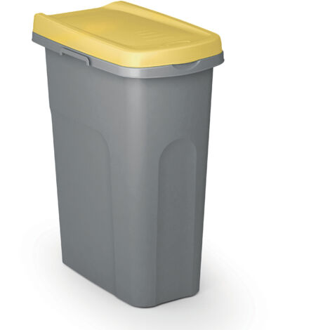CASARIA® Secchio in Plastica 39x24cm Pattumiera da Cucina 25L con Coperchio Portarifiuti Interno Esterno Raccolta Differenziata Yellow (en)