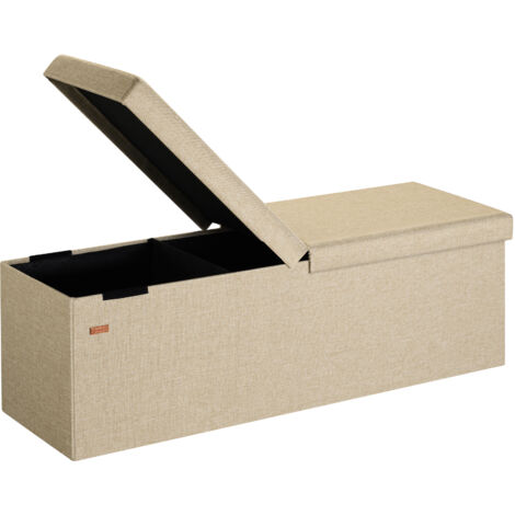 Panca beige 115x38x38cm con coperchio incernierato