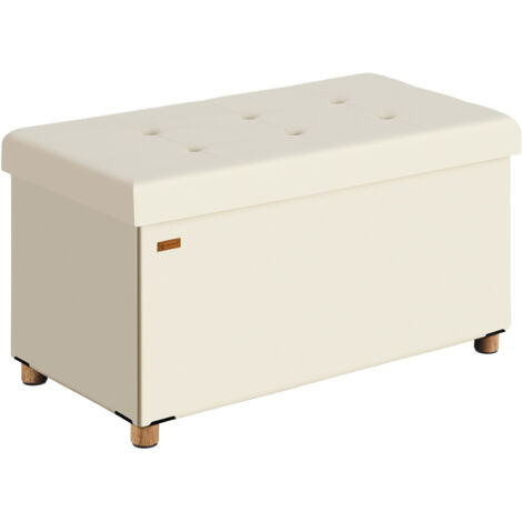 CASARIA® Panca Contenitore in Velluto con Piedini Cassapanca 76 cm Carico Max 300kg Beige M (de)