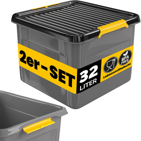 MONZANA® Contenitore con Coperchio BPA Free Chiusura a Scatto Scatole Impilabili Scatola Organizer Cantina Garage Contenitori Plastica Box 2x 32L (de)