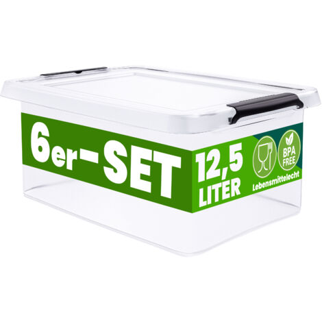 DEUBA® Contenitore in Plastica Scatola da 2L e 5L Set Contenitori Trasparenti BPA Free impilabili Scatole Cucina Camera da Letto 6x12,5L (de)