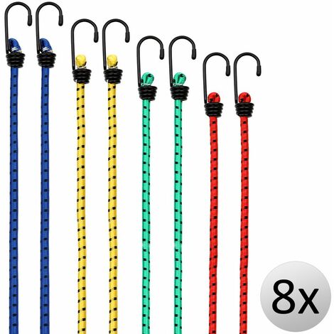Deuba® Set 8 Corde elastiche corde valigia Expander Diverse lunghezze ganci  in acciaio resistenti 4