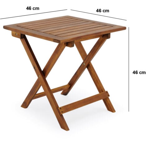 CASARIA® Tavolino pieghevole in legno di acacia oliato 46x46x46cm tavolino richiudibile tavolino da caffè tavolo da giardino tavolo piccolo da esterno