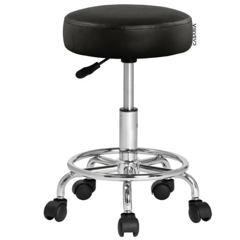 Casaria Sgabello da Ufficio Seduta Girevole a 360° Morbida 10 cm Altezza Regolabile 51-65 cm Sedia Home-Office Sedia per Centro Estetico Fisioterapista Studio Medico Nero