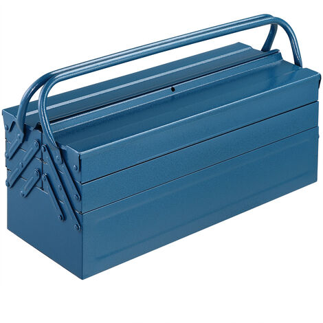 Deuba Cassetta degli attrezzi blu 530x200x200mm da lavoro valigetta portautensili 5 pezzi