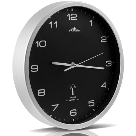 Orologio a Parete Radiocontrollato Movimento Quarzo 31 cm Nero