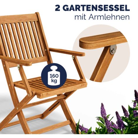 Sedia pieghevole con braccioli in teak - FSC® 100