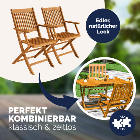 Melton Set 2 Sedie Da Giardino In Legno Massello – Finitura Trasparente, Per Esterni, Patio, Balcone