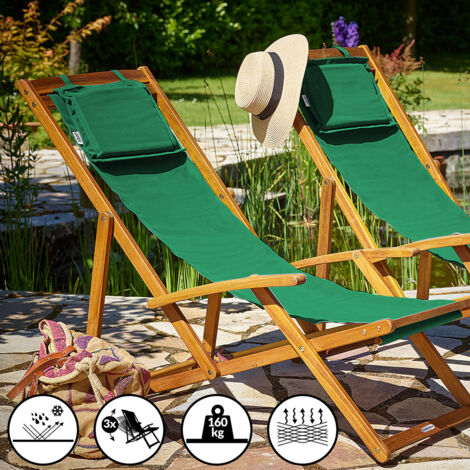 CASARIA® Sedia a sdraio in legno di acacia pieghevole Traspirante