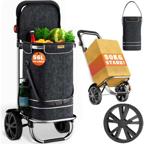Monzana Carrello portaspesa 3 in 1 56L fino a 50 kg pieghevole borsa rimovibile carretto a mano carrello spesa colore a scelta Nero