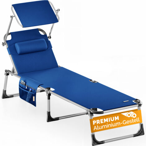 CASARIA® Lettino prendisole Malta in alluminio 210cm 150kg con tetto parasole Sdraio da spiaggia lettino da giardino in tanti colori Blu