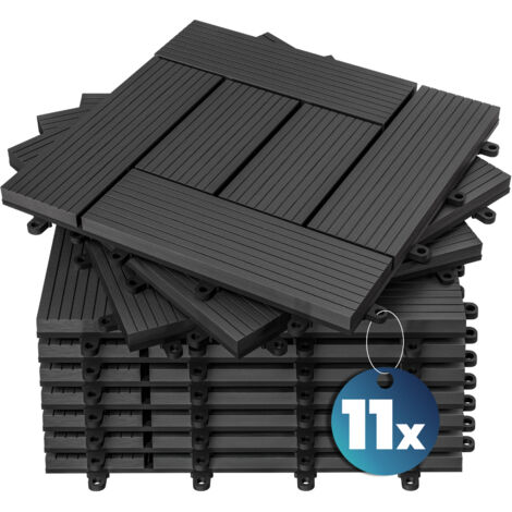 Piastrelle da giardino in wpc mattonelle 30x30cm sauna patio terrazza esterno 11x Mosaic anthracite (en)