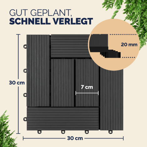 Piastrelle Per Esterni In WPC – 22 Pezzi 30x30 Cm, Antiscivolo E Facili Da Montare | Per Terrazza, Giardino, Balcone