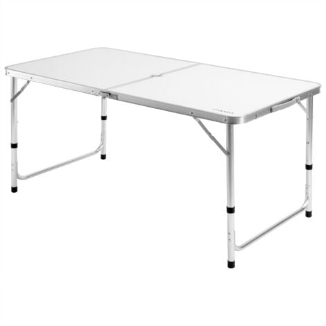 Casaria  Tavolo da campeggio pieghevole in alluminio  con maniglia di trasporto 120x60x70 cm tavolo da giardino
 bianco