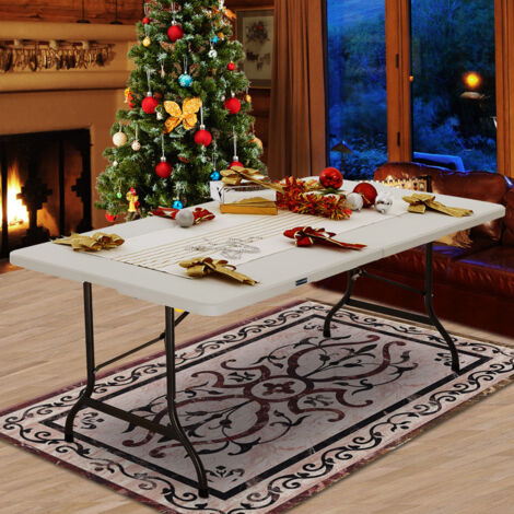 Tavolo Pieghevole Bianco 87x87 Cm - Per Catering, Feste, Campeggio, In HDPE E Acciaio - Foto 5