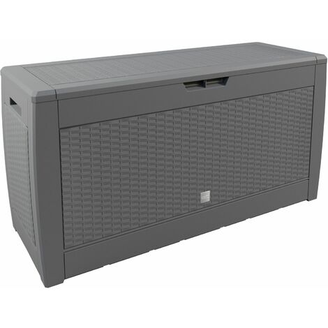 Casaria Baule da giardino 119cmx48cmx60cm con coperchio ribaltabile Contenitore per esterni box oggetti bauli terrazza Effetto rattan-grigio
