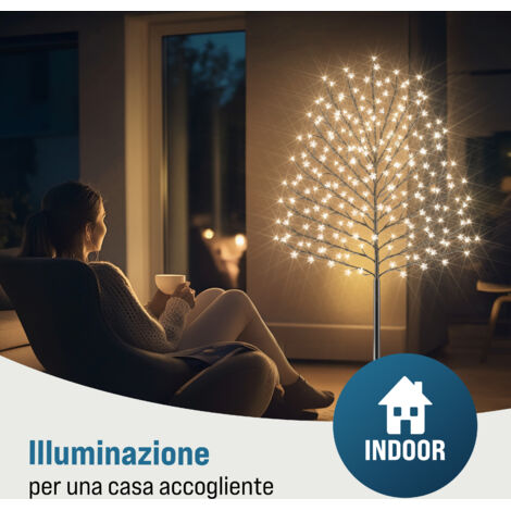 Albero D'Acero Illuminato A 60 LED 1,2 M – Decorazione Autunnale Con 120 Foglie, 6 Ghiande, Telecomando Con 8 Modalità Luci, Timer 6/18h, Per Interni/Esterni